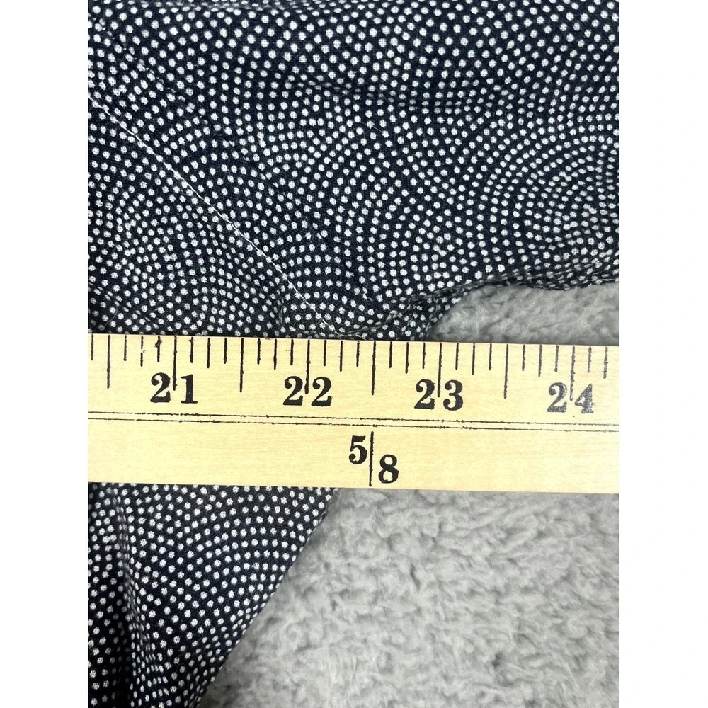 Banana Republic Shirt Men L Linen Blend Black White Dotted Wave Pattern Party